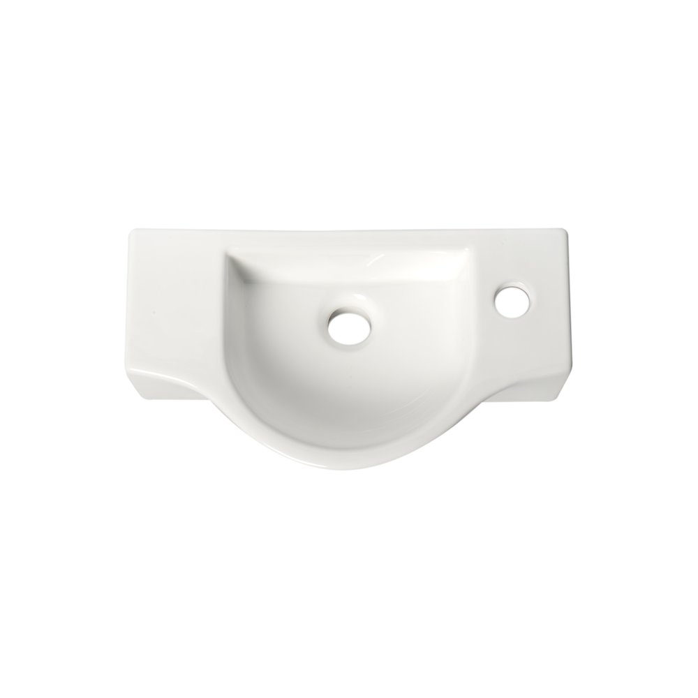 White 18" Small Wall Mounted Ceramic Sink with Faucet Hole. Picture 5
