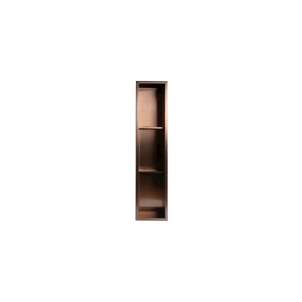 8" x 36" Brushed Copper PVD Stainless Steel Vertical Triple Shelf Shower Niche. Picture 1