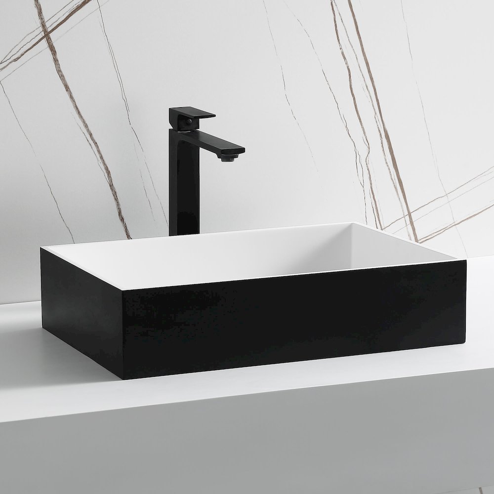 Black Matte 20" x 14" Solid Surface Resin Sink. Picture 6