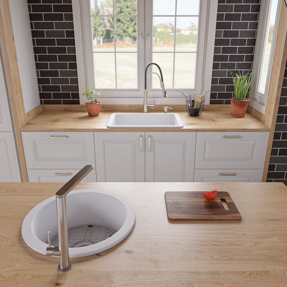 White 27" x 18" Fireclay Undermount / Drop In Firelcay Kitchen Sink. Picture 4
