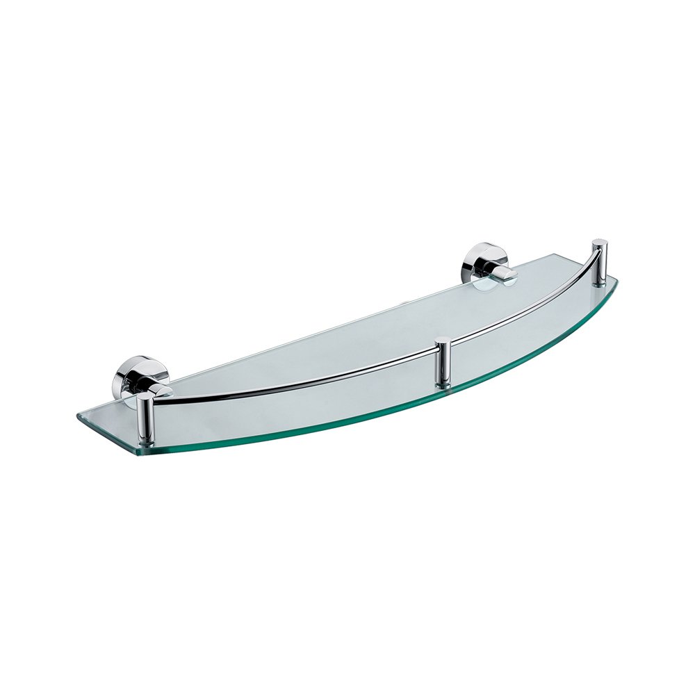 Polished Chrome Wall Mounted Glass Shower Shelf Bathroom Accessory. Picture 1