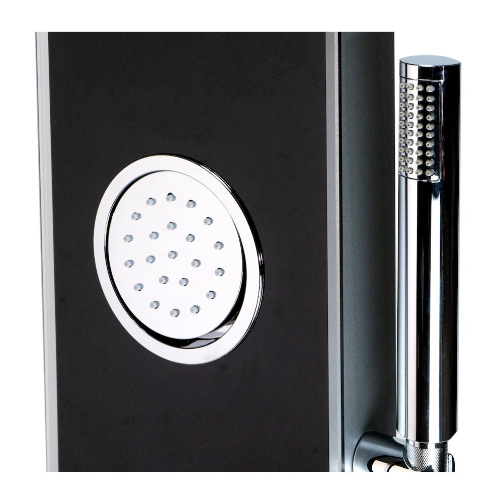 Black Glass Shower Panel with 2 Body Sprays and Rain Shower Head. Picture 8