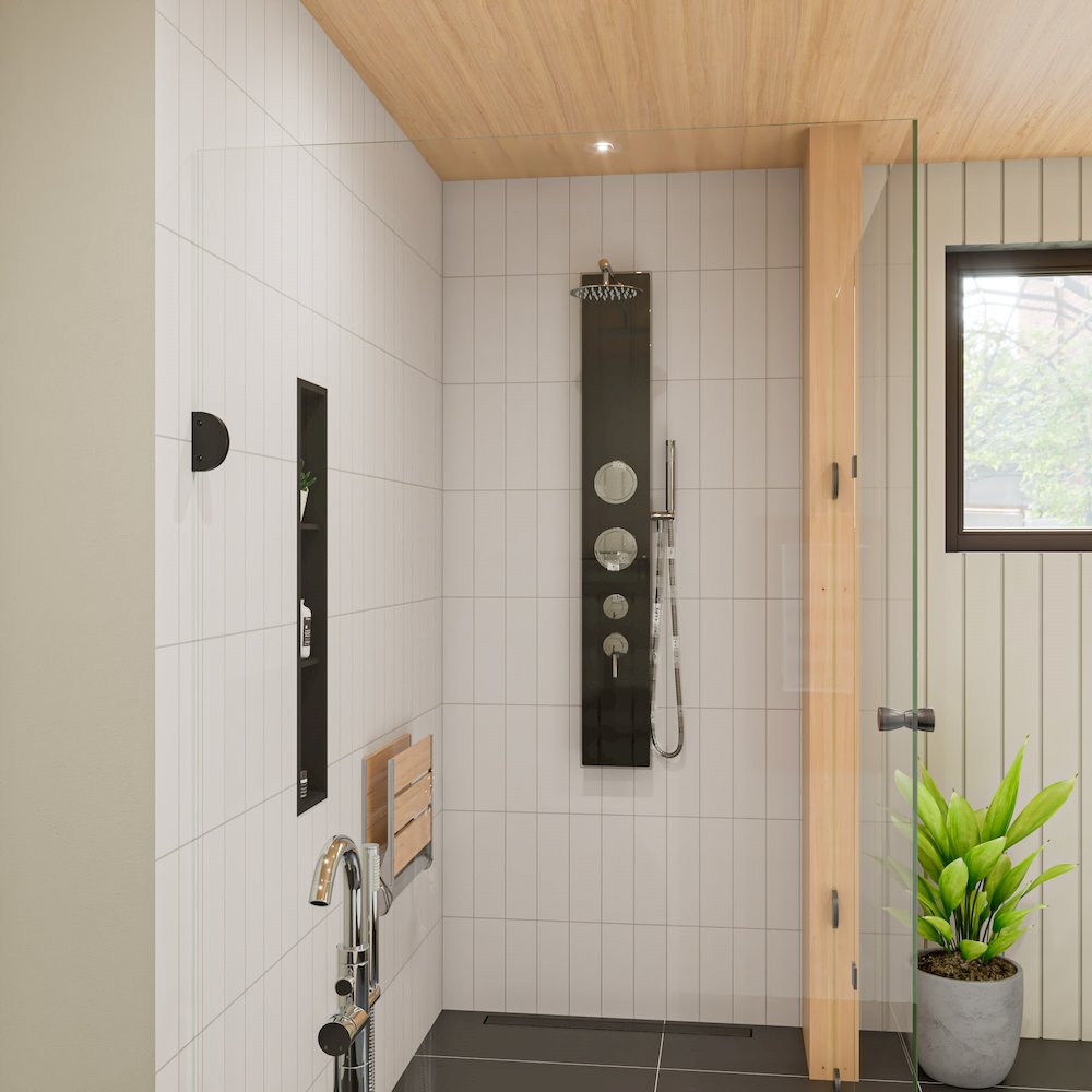 32" Black Matte Stainless Steel Linear Shower Drain with Solid Cover. Picture 3