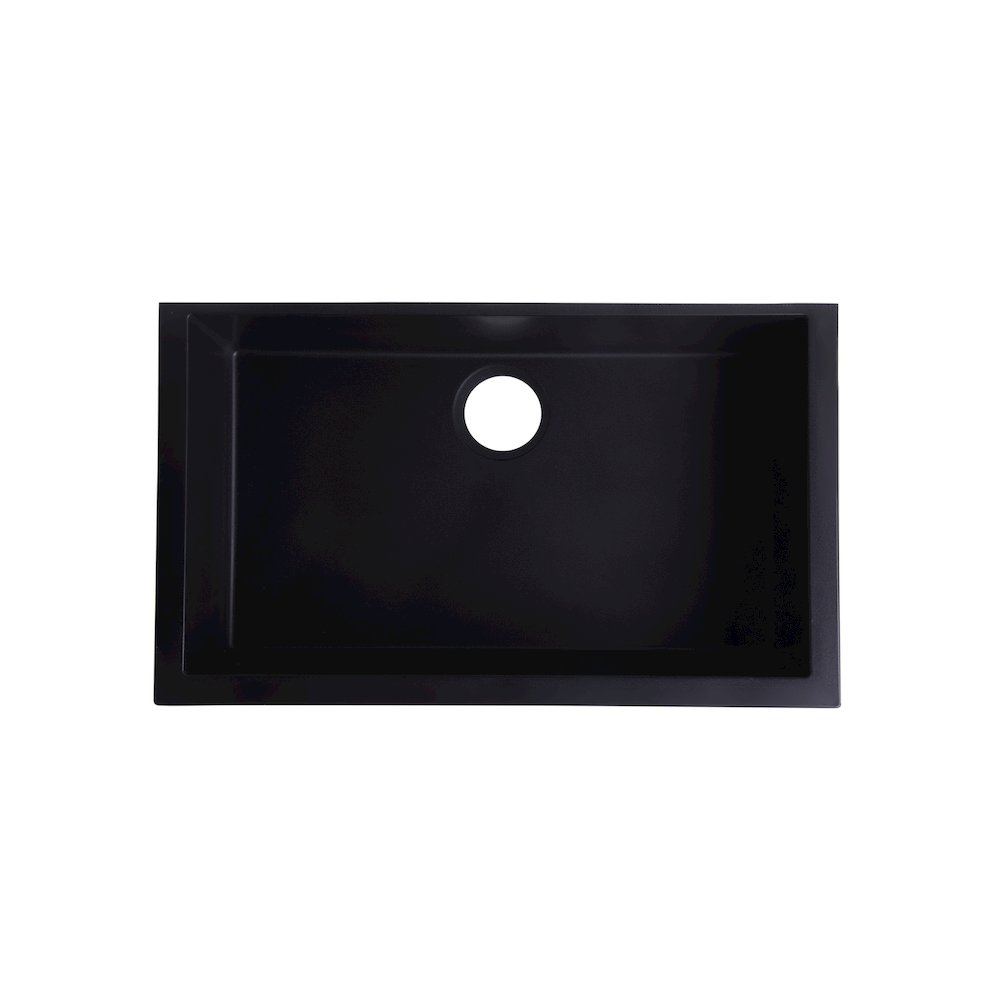 Black 30" Undermount Single Bowl Granite Composite Kitchen Sink. Picture 1