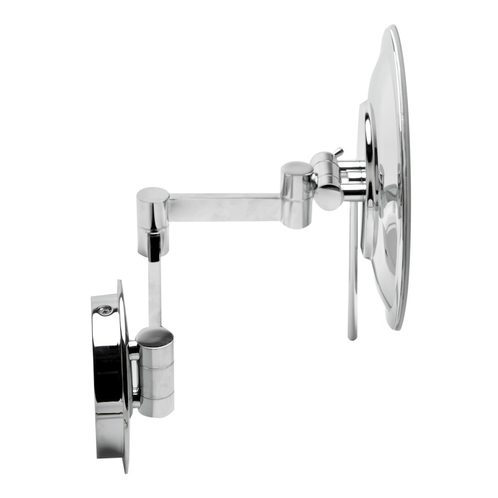 Polished Chrome Wall Mount Round 9" 5x Magnifying Cosmetic Mirror with Light. Picture 2