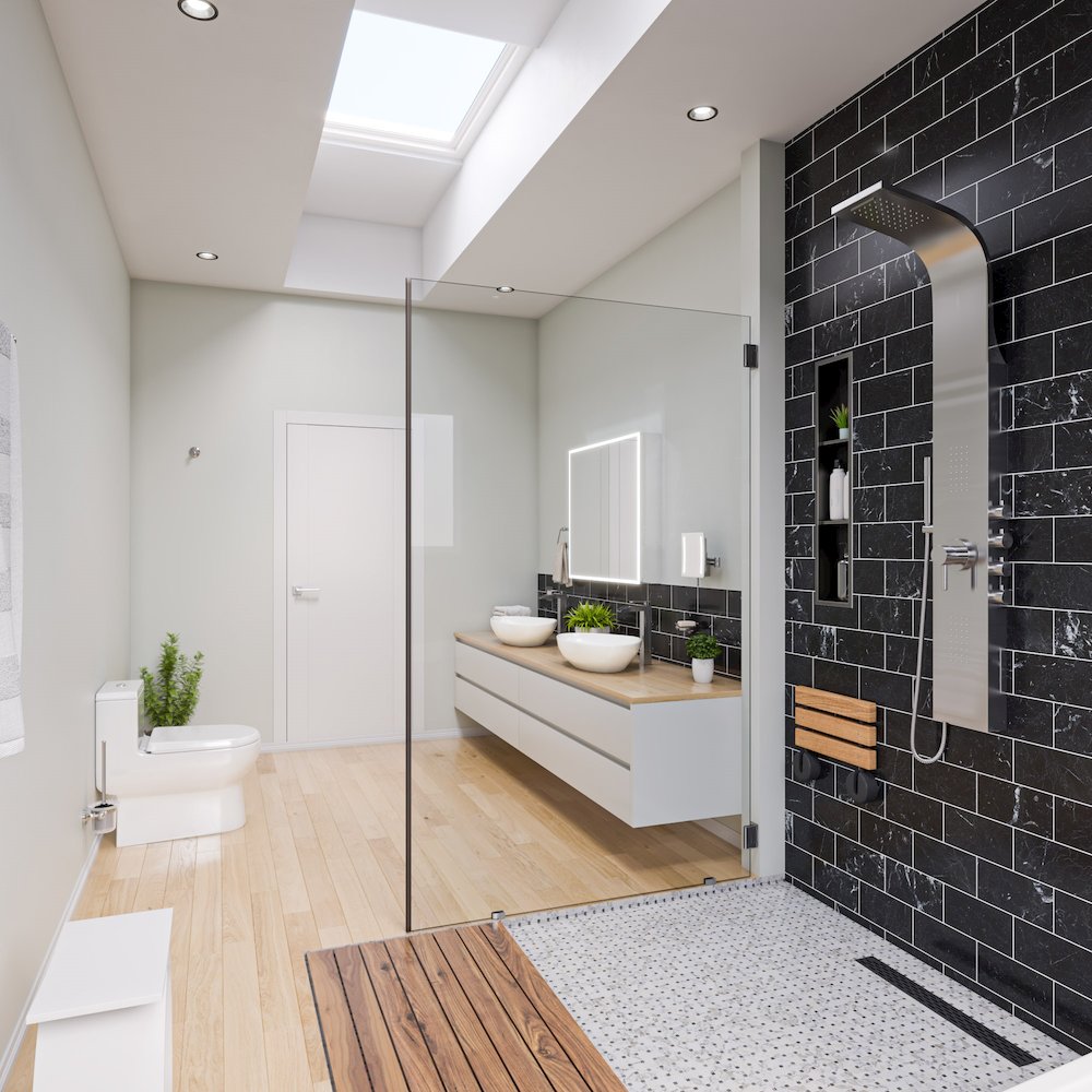 24" Black Matte Stainless Steel Linear Shower Drain with Groove Holes. Picture 2