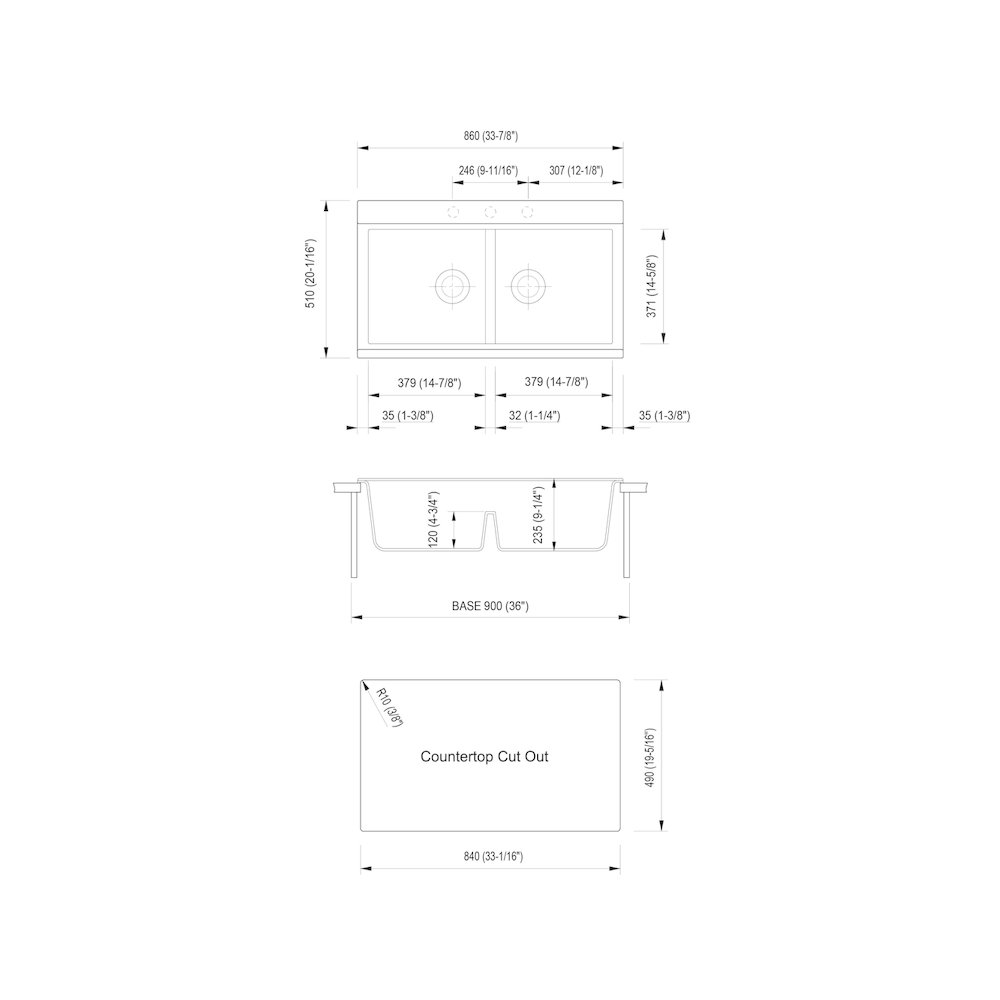 Black 33" Granite Composite Workstation Step Rim Double Bowl Drop In Sink. Picture 10