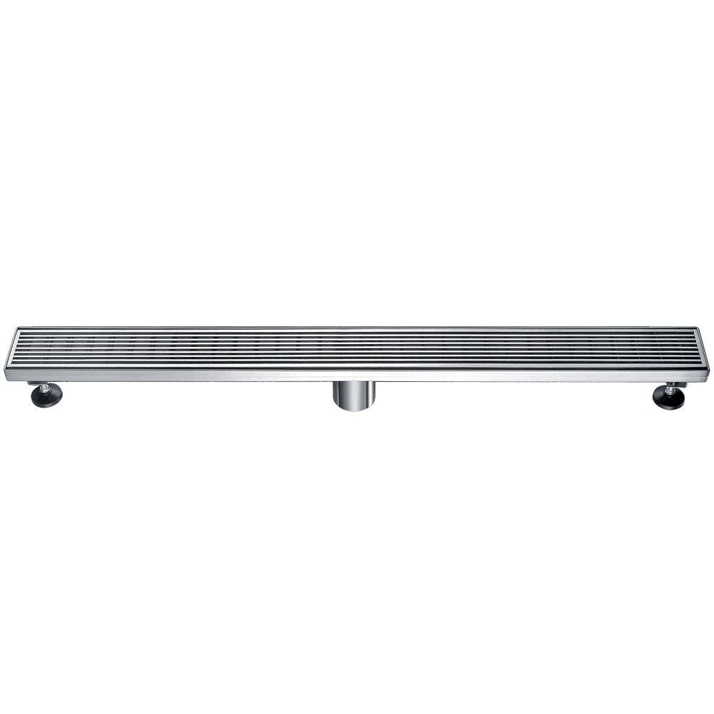 32" Modern Stainless Steel Linear Shower Drain with Groove Lines. Picture 1