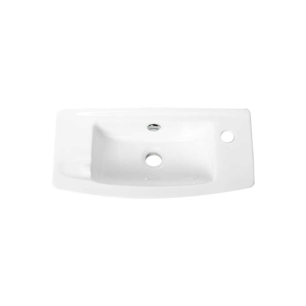 White 20" Small Wall Mounted Ceramic Sink with Faucet Hole. Picture 5