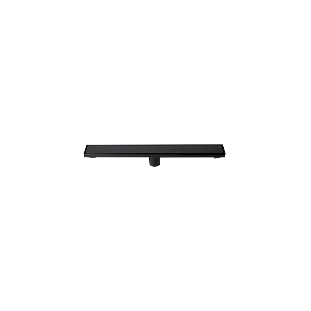 24" Black Matte Stainless Steel Linear Shower Drain with Solid Cover. Picture 1