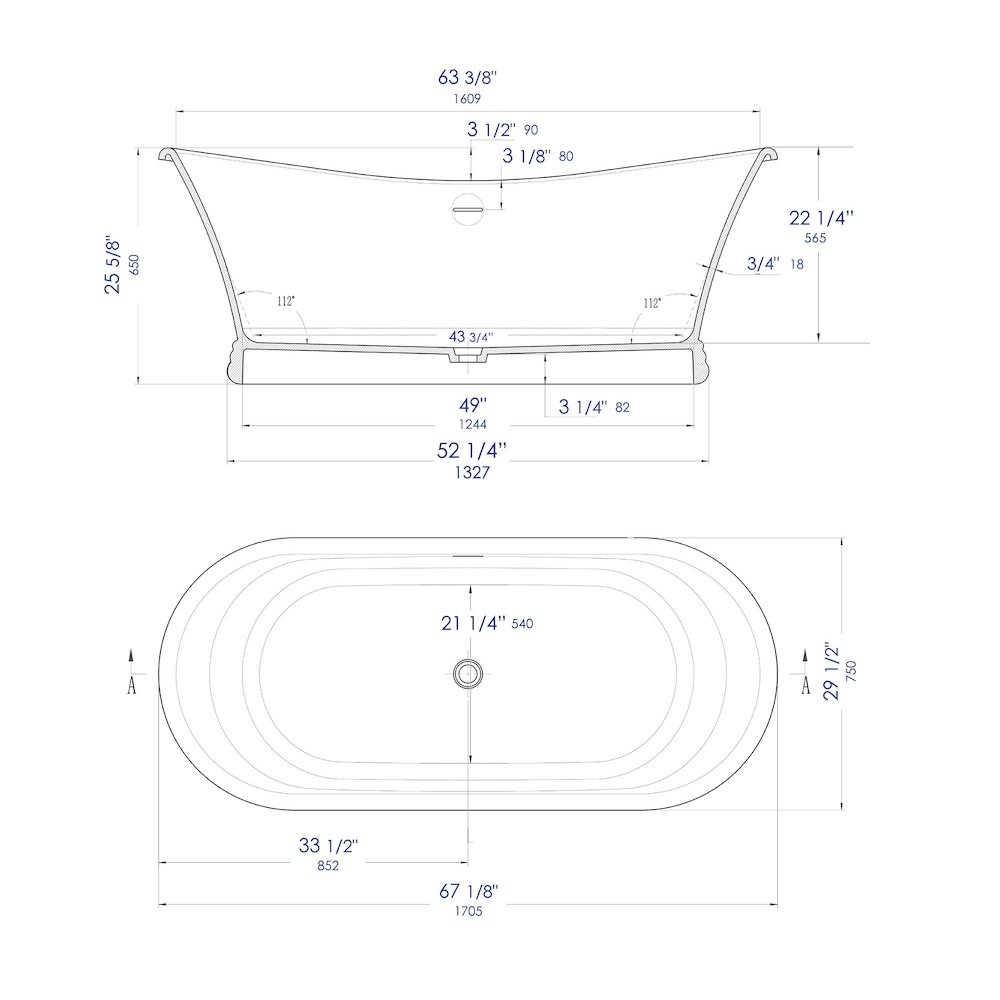 67" White Matte Pedestal Solid Surface Resin Bathtub. Picture 10