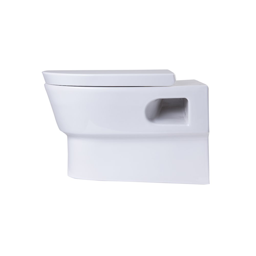 Round Modern Wall Mount Dual Flush Toilet Bowl. Picture 3