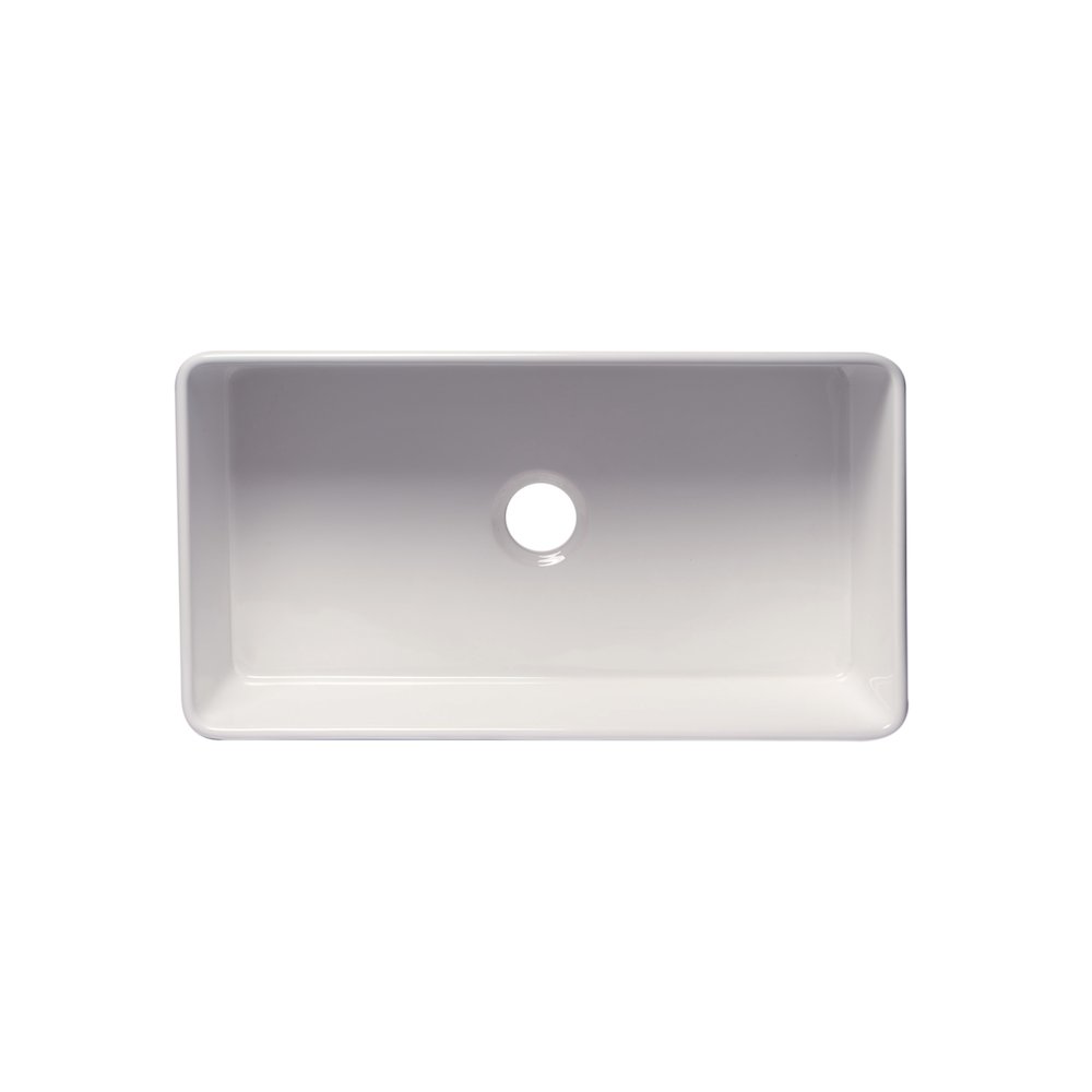 33" White Thin Wall Single Bowl Smooth Apron Fireclay Kitchen Farm Sink. Picture 7