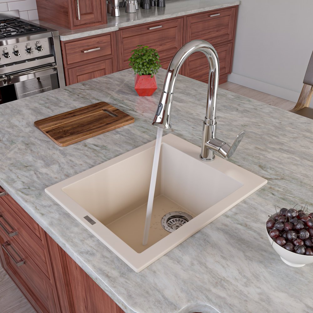 Biscuit 17" Drop-In Rectangular Granite Composite Kitchen Prep Sink. Picture 2