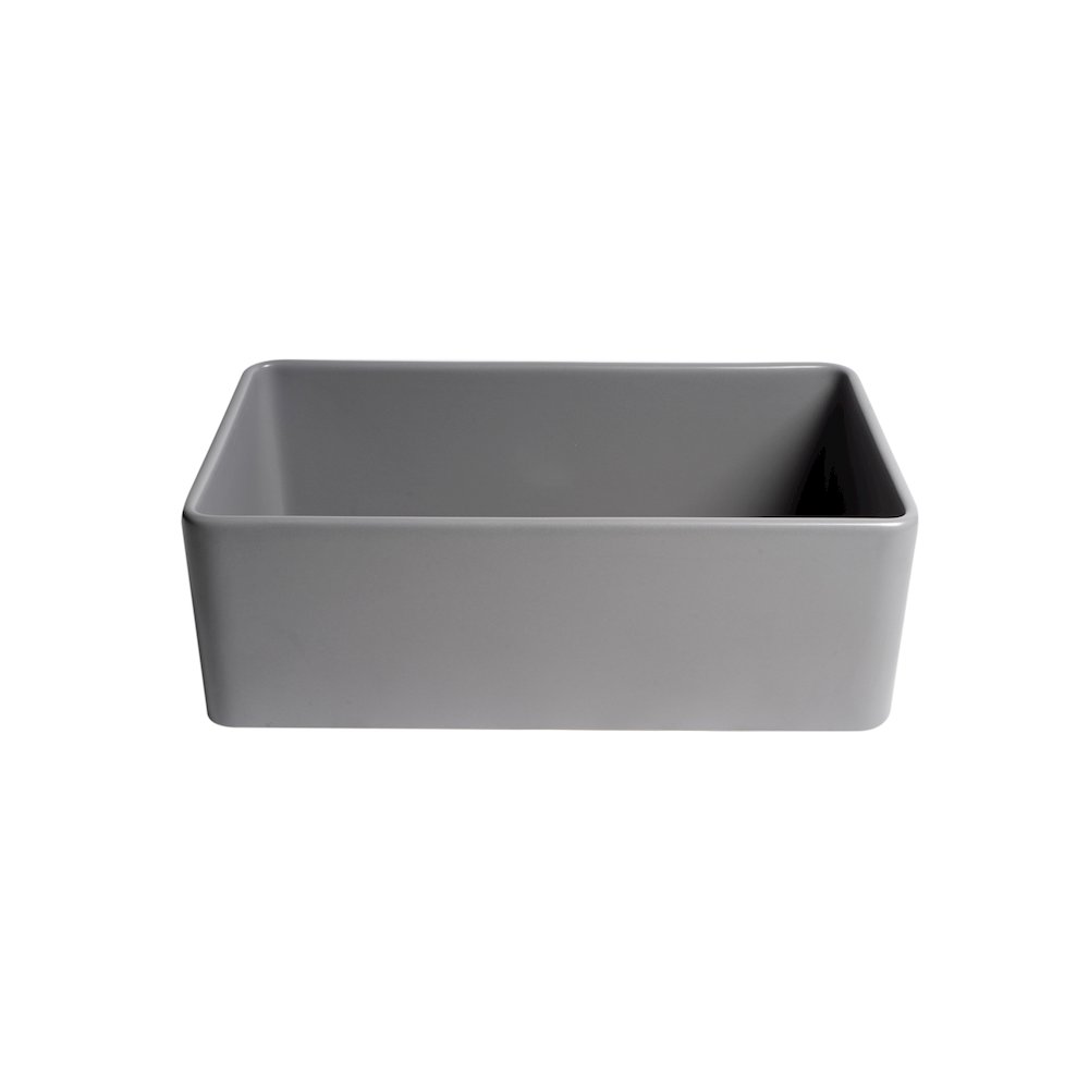 Gray Matte Smooth Apron 30" x 18" Single Bowl Fireclay Farm Sink. Picture 7