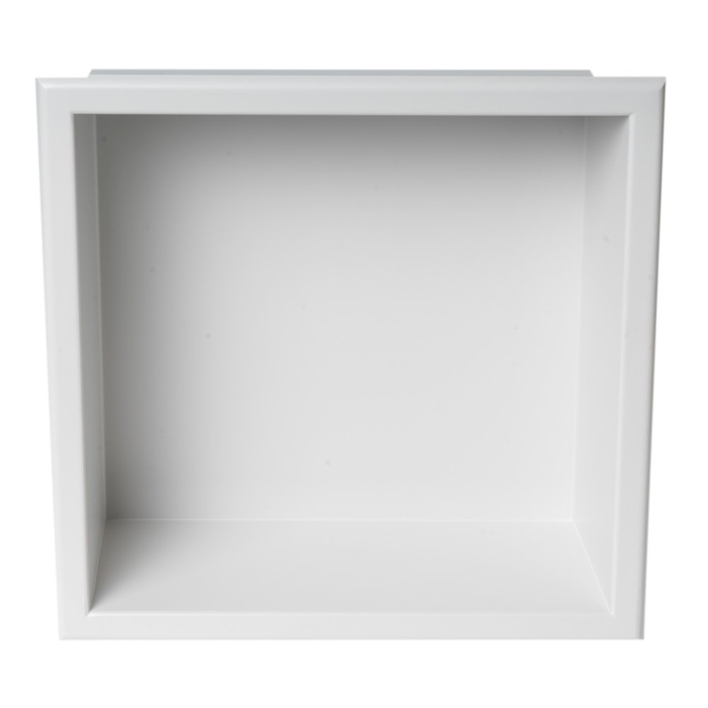 12" x 12" White Matte Stainless Steel Square Single Shelf Bath Shower Niche. Picture 5