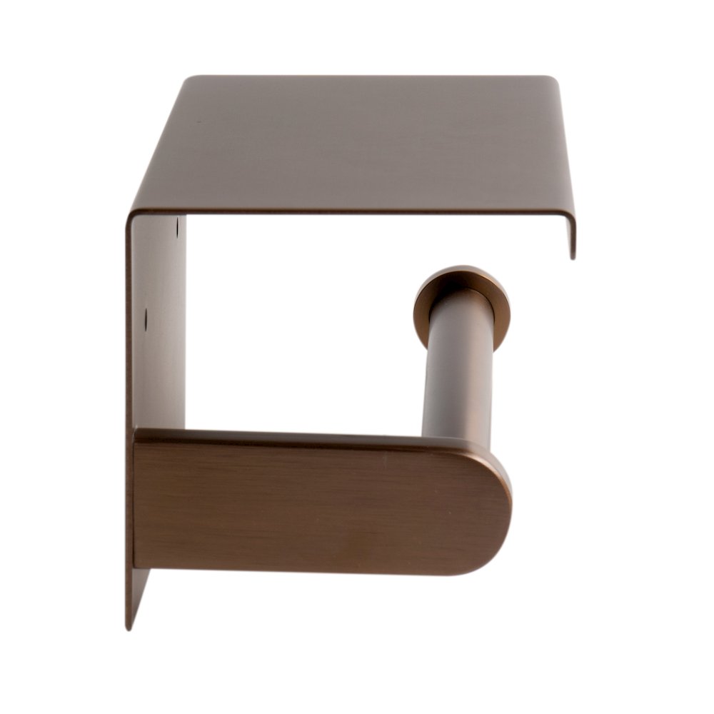 ALFI brand Brushed Copper PVD Stainless Steel Toilet Paper Holder with Shelf. Picture 3