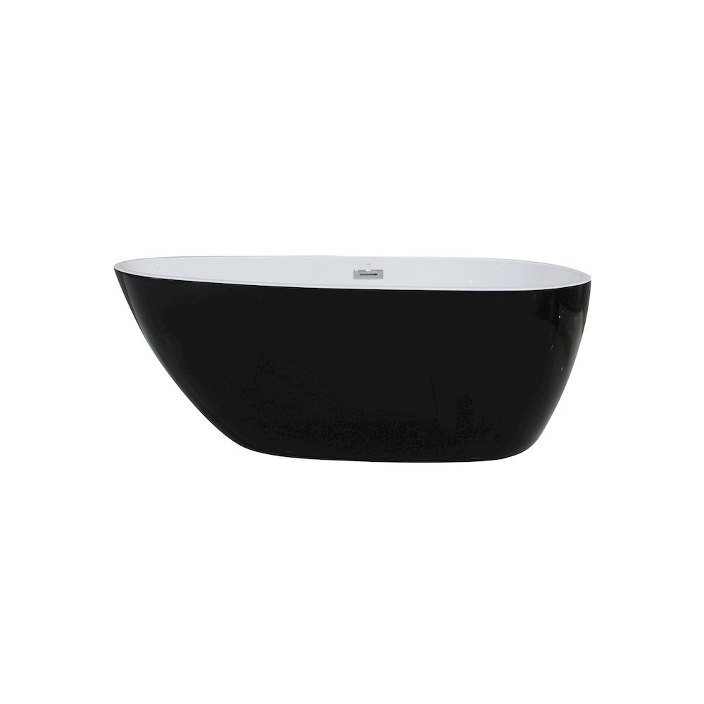 59 inch Black & White Oval Acrylic Free Standing Soaking Bathtub. Picture 1