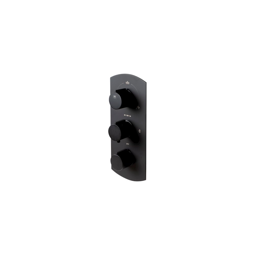 Black Matte 3-Way Thermostatic Valve Shower Mixer Round Knobs. Picture 1