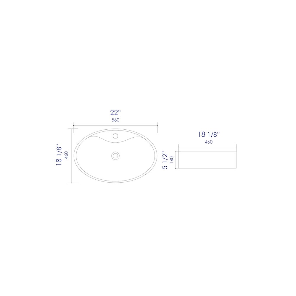 White 22" Oval Above Mount Ceramic Sink with Faucet Hole. Picture 10