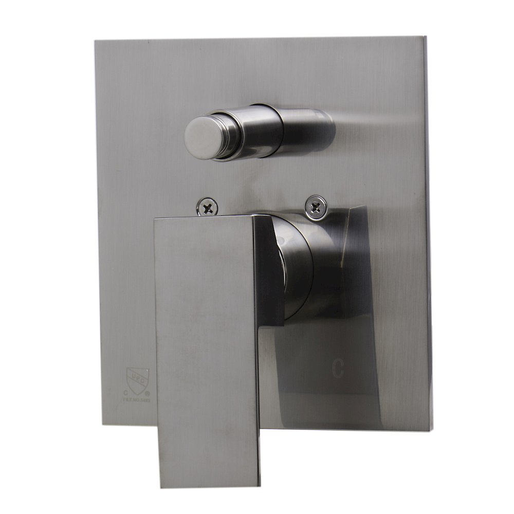 Brushed Nickel Shower Valve Mixer with Square Lever Handle and Diverter. Picture 5