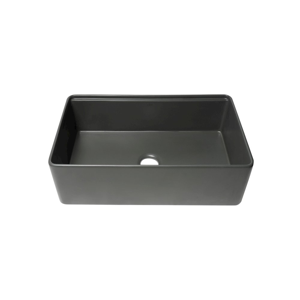 Grey Matte Workstation 33" x 20" Single Bowl Step Rim Fireclay Farm Sink. Picture 2
