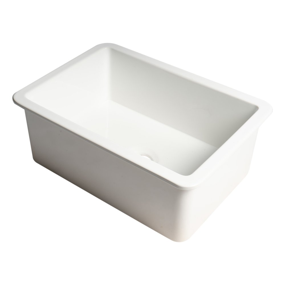 White 27" x 18" Fireclay Undermount / Drop In Firelcay Kitchen Sink. Picture 1