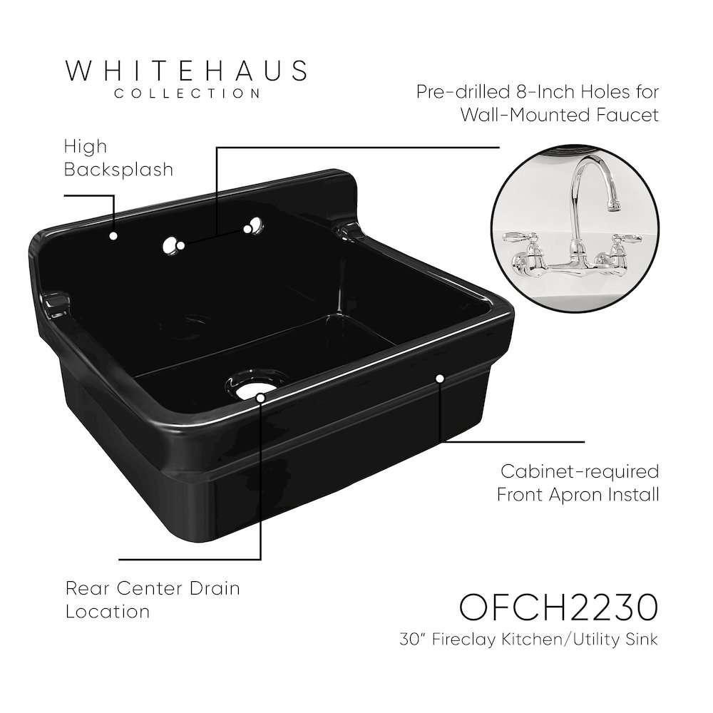 Old Fashioned Country Fireclay Utility Sink with High Backsplash. Picture 4