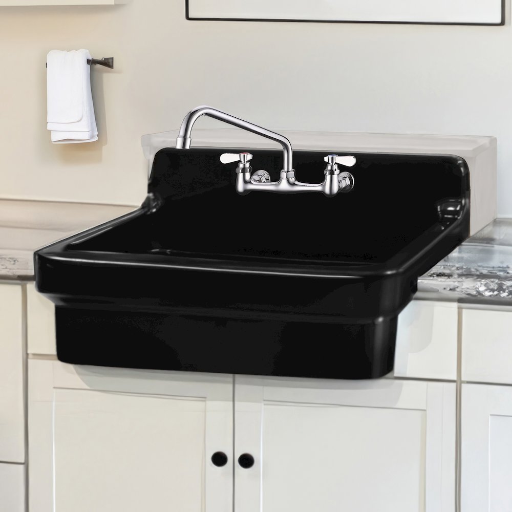 Old Fashioned Country Fireclay Utility Sink with High Backsplash. Picture 5