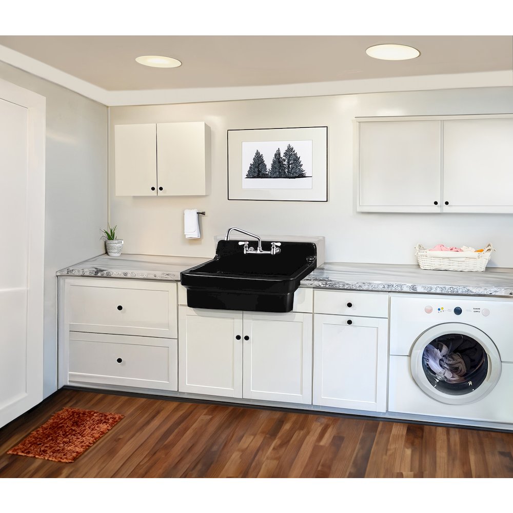 Old Fashioned Country Fireclay Utility Sink with High Backsplash. Picture 6