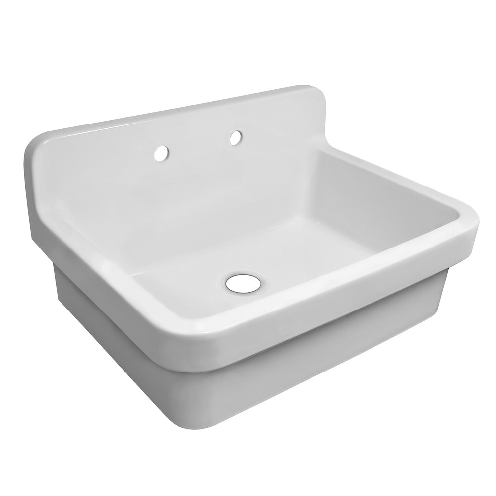 Old Fashioned Country Fireclay Utility Sink with High Backsplash. Picture 1