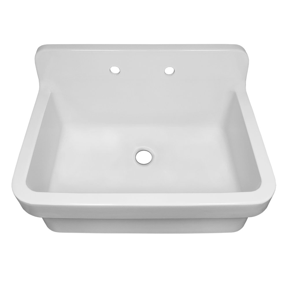 Old Fashioned Country Fireclay Utility Sink with High Backsplash. Picture 3