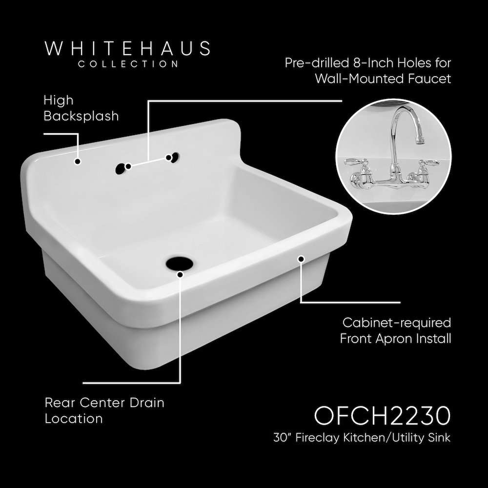 Old Fashioned Country Fireclay Utility Sink with High Backsplash. Picture 4