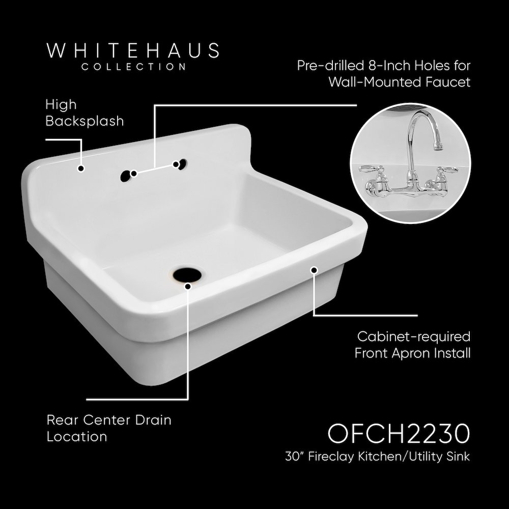 Old Fashioned Country Fireclay Utility Sink with High Backsplash. Picture 6