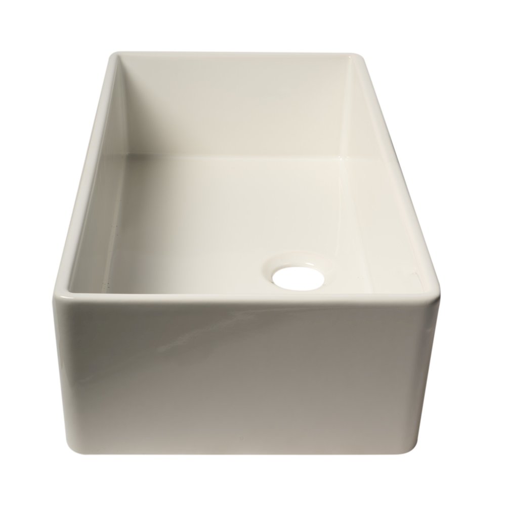 White 36" Smooth Apron Single Bowl Fireclay Farm Sink. Picture 1