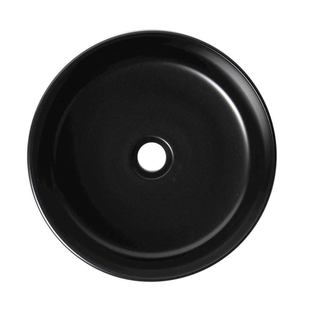Black Matte 15" Round Above Mount Ceramic Sink. Picture 7