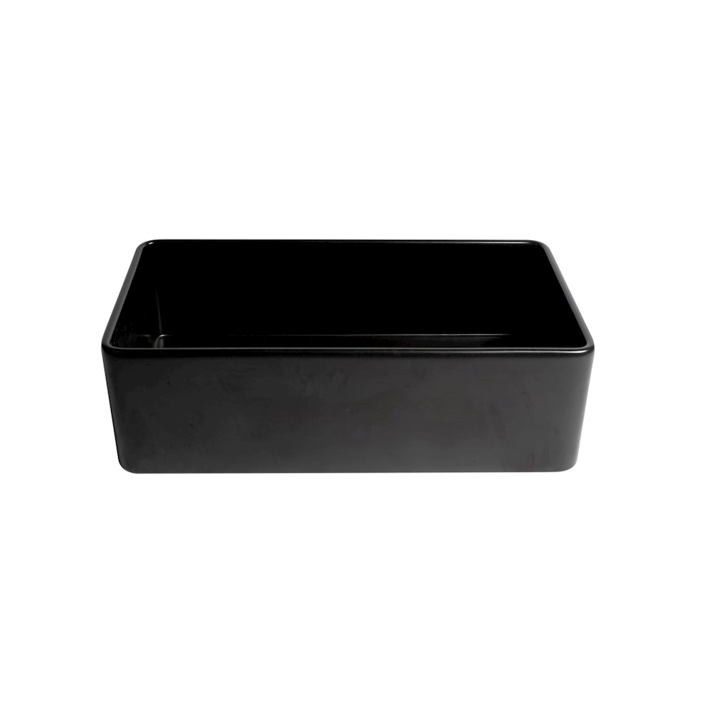 Black Matte Smooth Apron 33" x 18" Single Bowl Fireclay Farm Sink. Picture 8