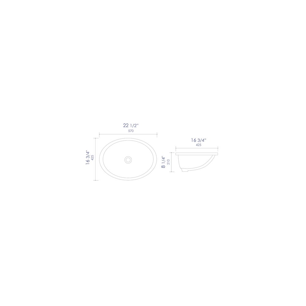White 23" Oval Undermount Ceramic Sink. Picture 6