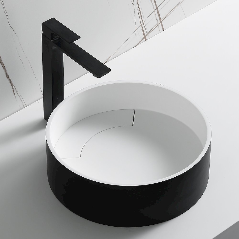 Black Matte 15" Round Solid Surface Resin Sink. Picture 8