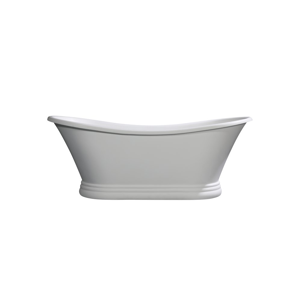67" White Matte Pedestal Solid Surface Resin Bathtub. Picture 9