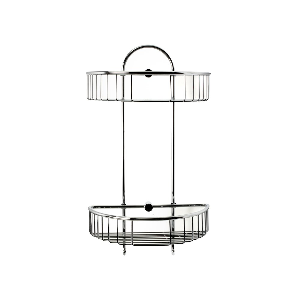 Polished Chrome Wall Mounted Double Basket Shower Shelf Bathroom Accessory. Picture 4
