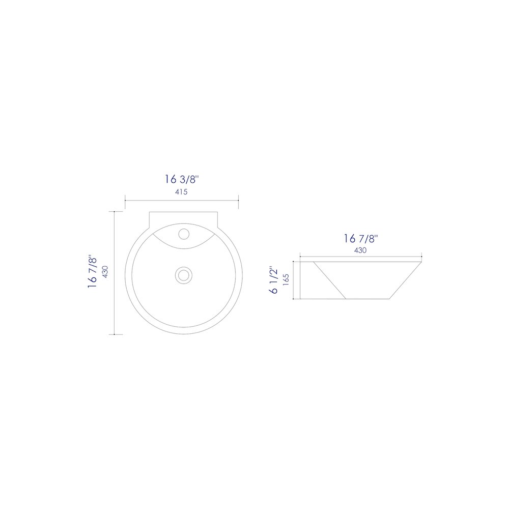 White 17" Round Wall Mounted Ceramic Sink with Faucet Hole. Picture 10