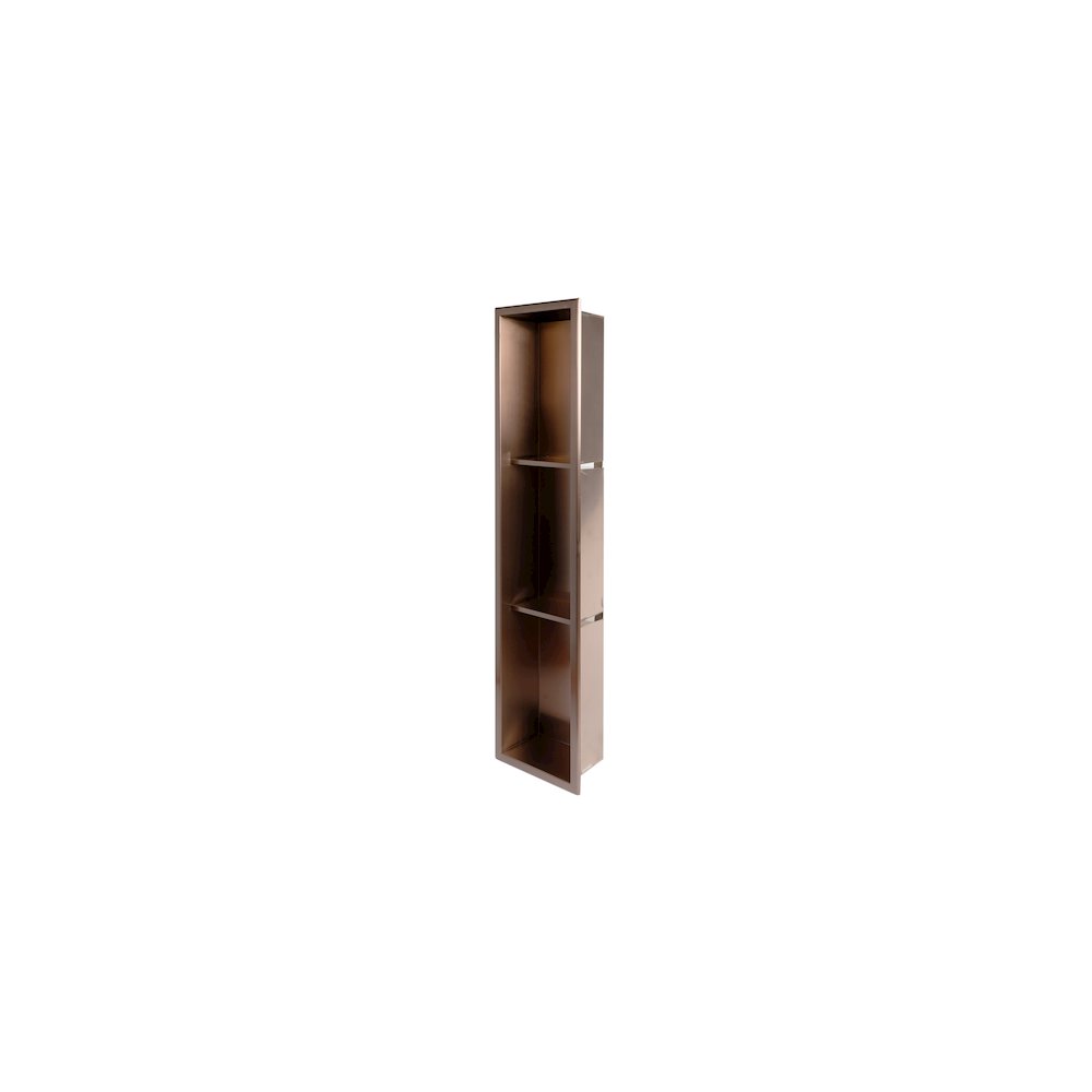 8" x 36" Brushed Copper PVD Stainless Steel Vertical Triple Shelf Shower Niche. Picture 5