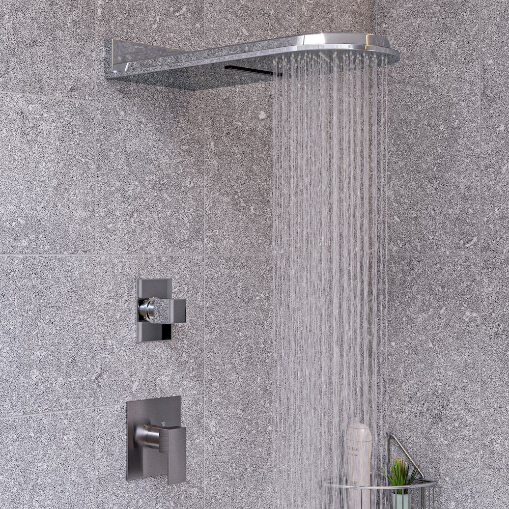 Brushed Nickel Modern Square Pressure Balanced Shower Mixer. Picture 3