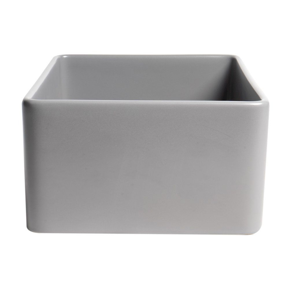 Gray Matte Smooth Apron 24" x 18" Single Bowl Fireclay Farm Sink. Picture 5
