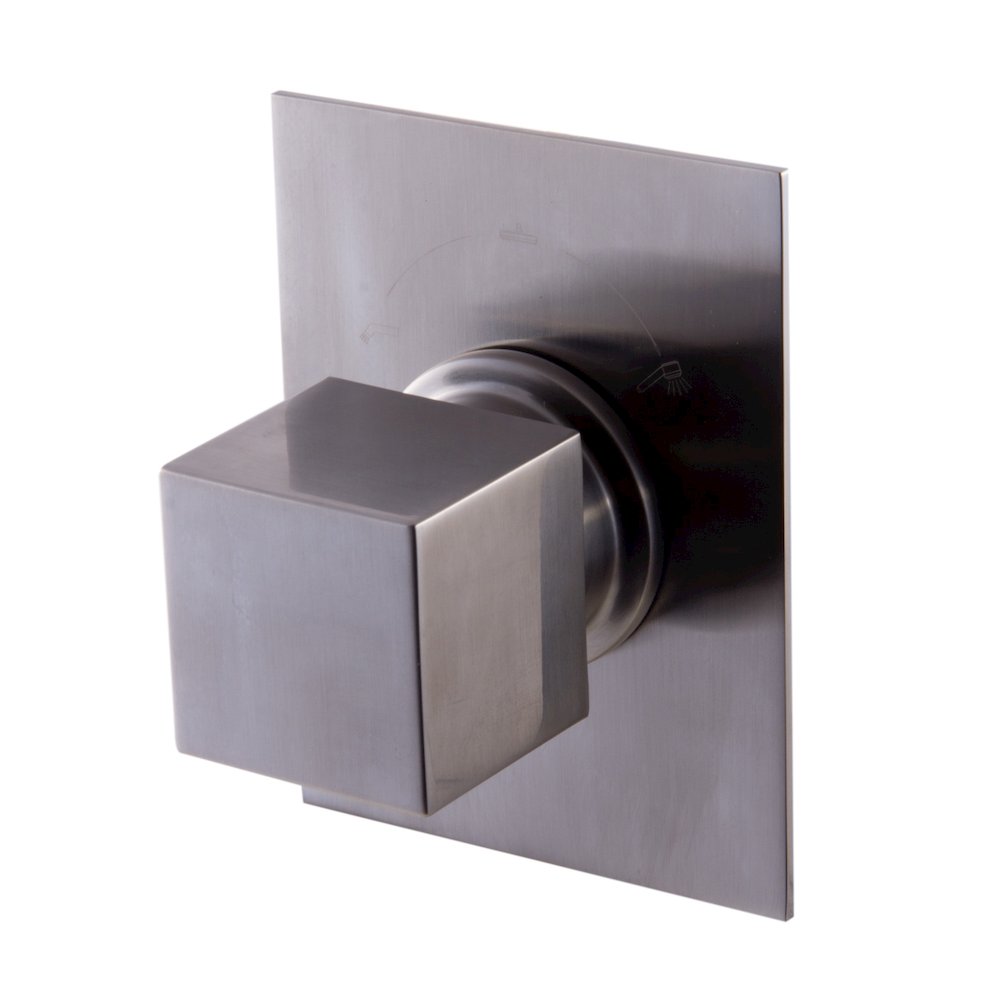 Brushed Nickel Modern Square 3 Way Shower Diverter. Picture 2