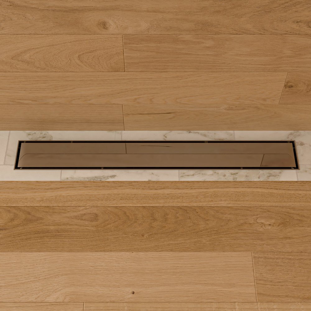 24" Modern Polished Stainless Steel Linear Shower Drain with Solid Cover. Picture 2