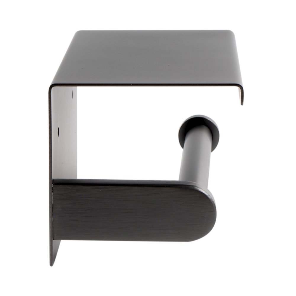 ALFI brand Brushed Black PVD Stainless Steel Toilet Paper Holder with Shelf. Picture 3