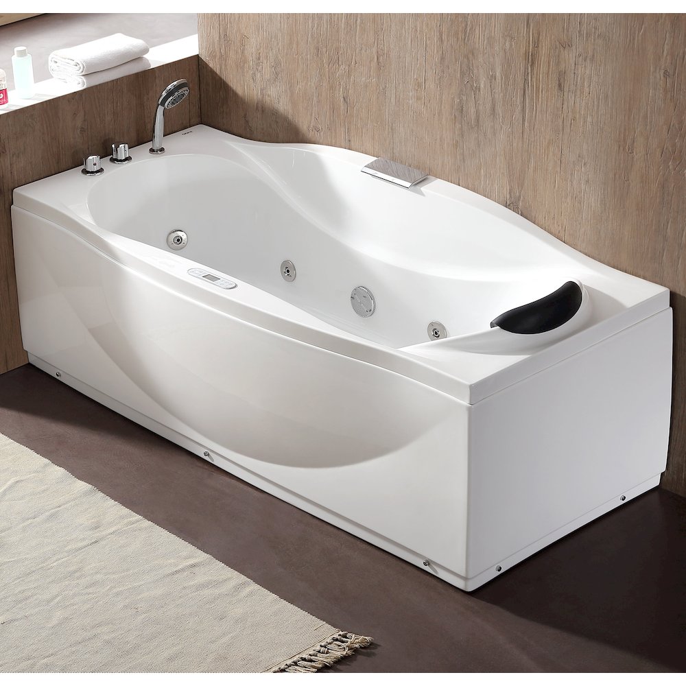 6 ft Right Drain Acrylic White Whirlpool Bathtub w Fixtures. Picture 1