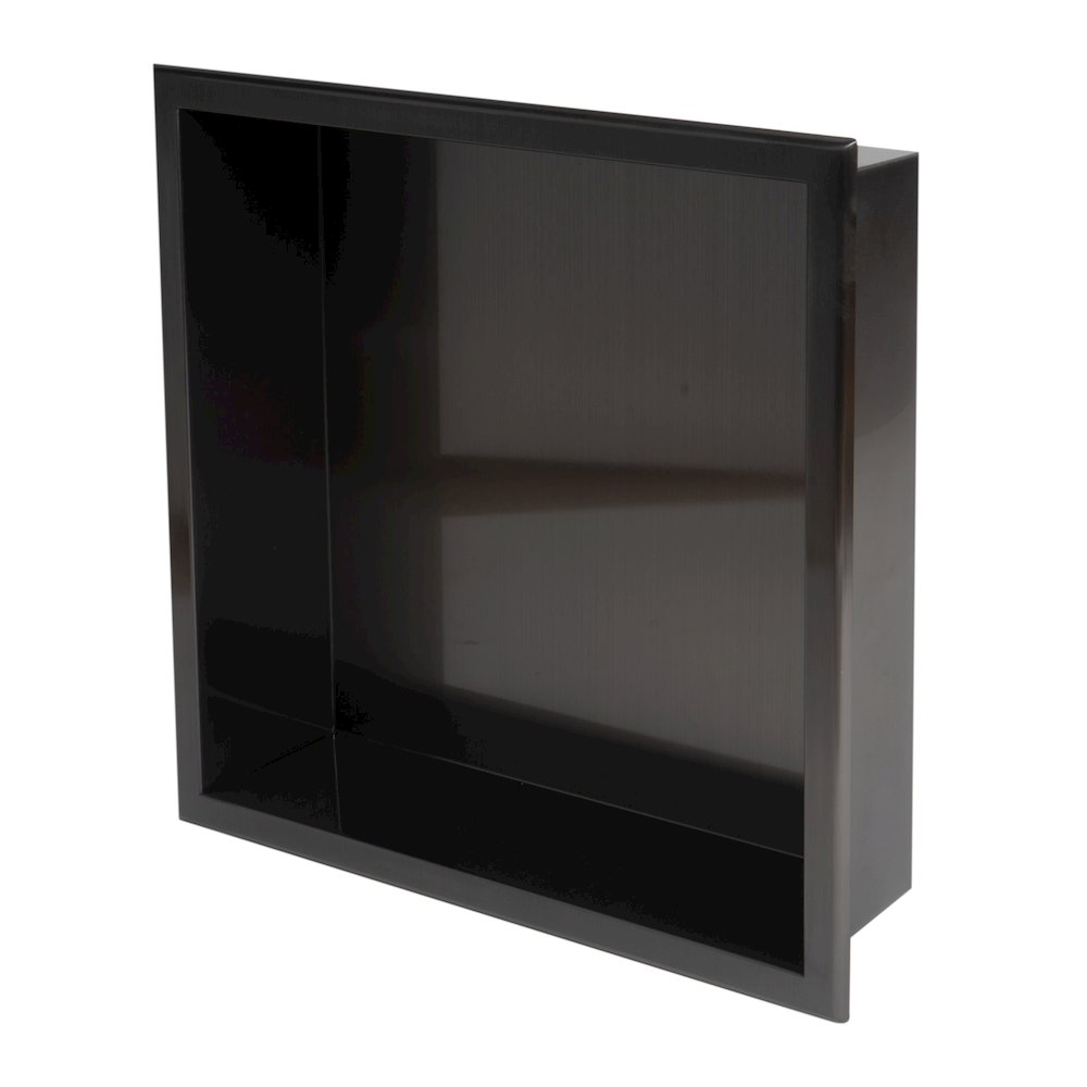 16" x 16" Brushed Black PVD Steel Square Single Shelf Shower Niche. Picture 6